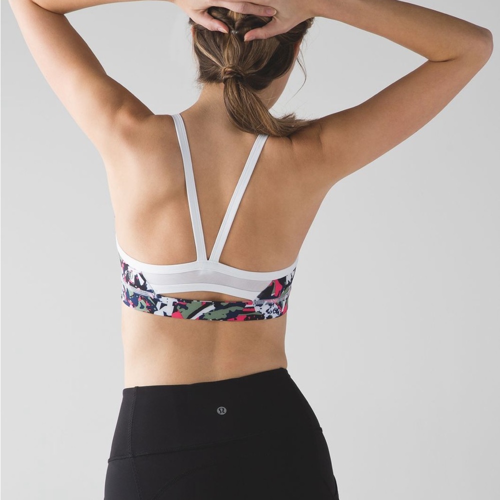 Lululemon Rise and Run Bra Mini Pop Cut Boom Juice Multi White | Mesh Back | 4 - Picture 8 of 8